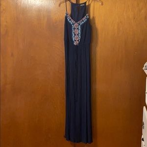 Worn Once Navy Blue Embroidered Maxi Dress